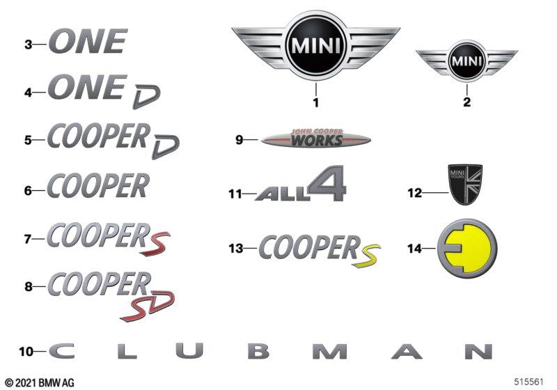MINI Genuine Badge MINI Emblem Logo Lettering Fits F57 F55 F56