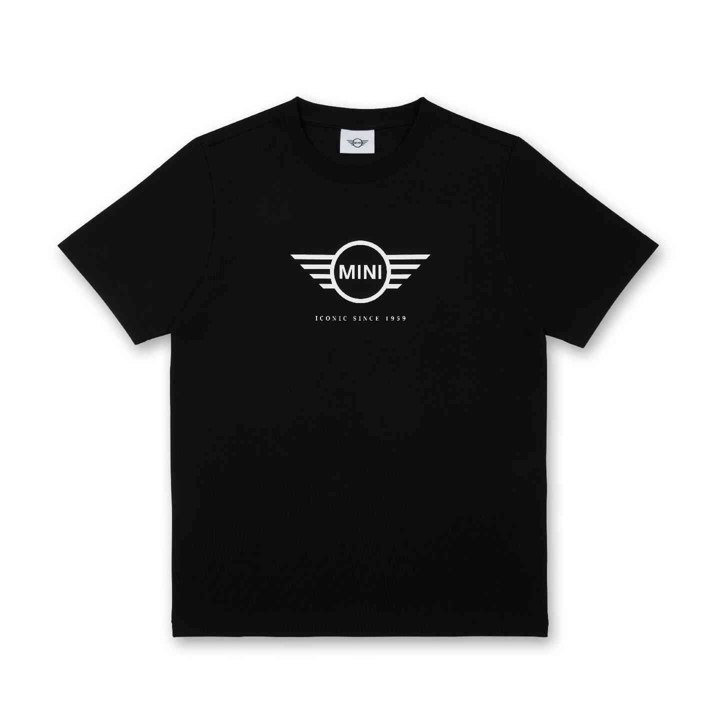 MINI Men's T-Shirt Embossed Wing Logo Black Regular Fit