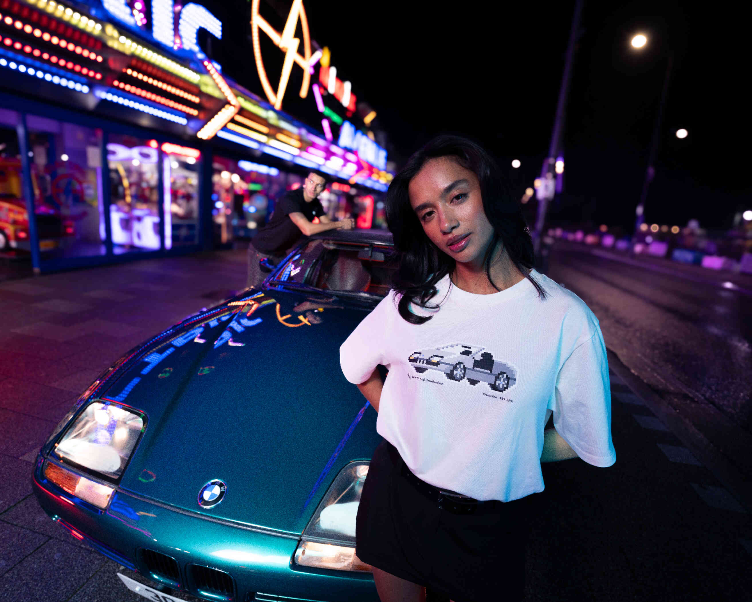 BMW T-Shirt Z1 Pixel Print Unisex White view 2