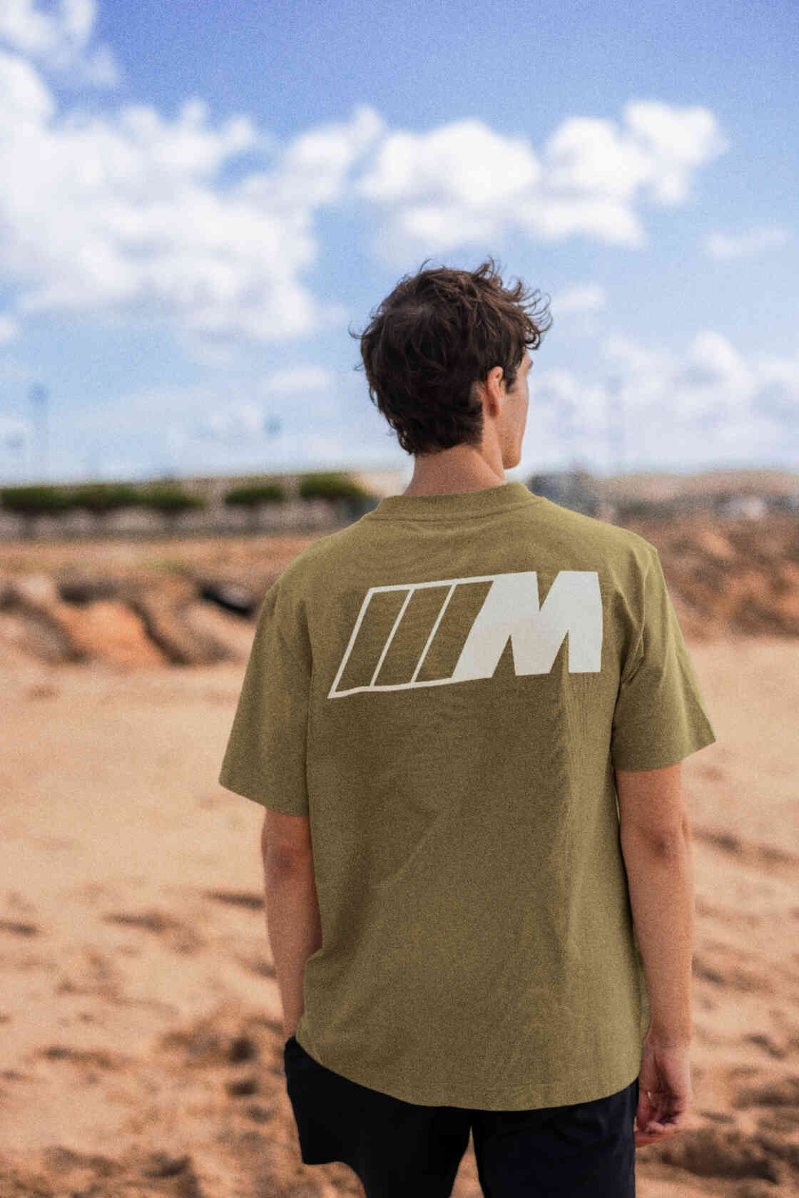 BMW M T-Shirt Logo Reverse Unisex Green/Beige view 3