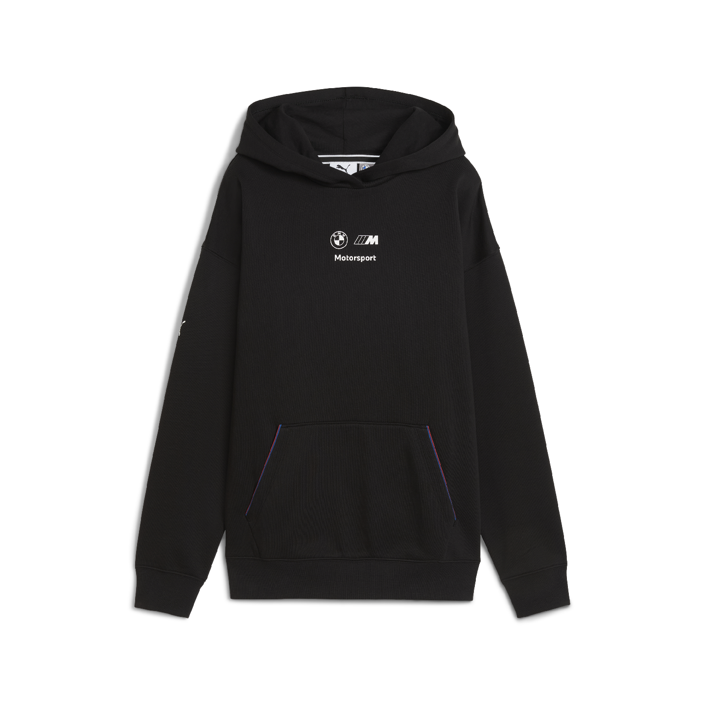 PUMA BMW M Motorsport Women's Essential Hoodie Fleece Black Relaxed Fit