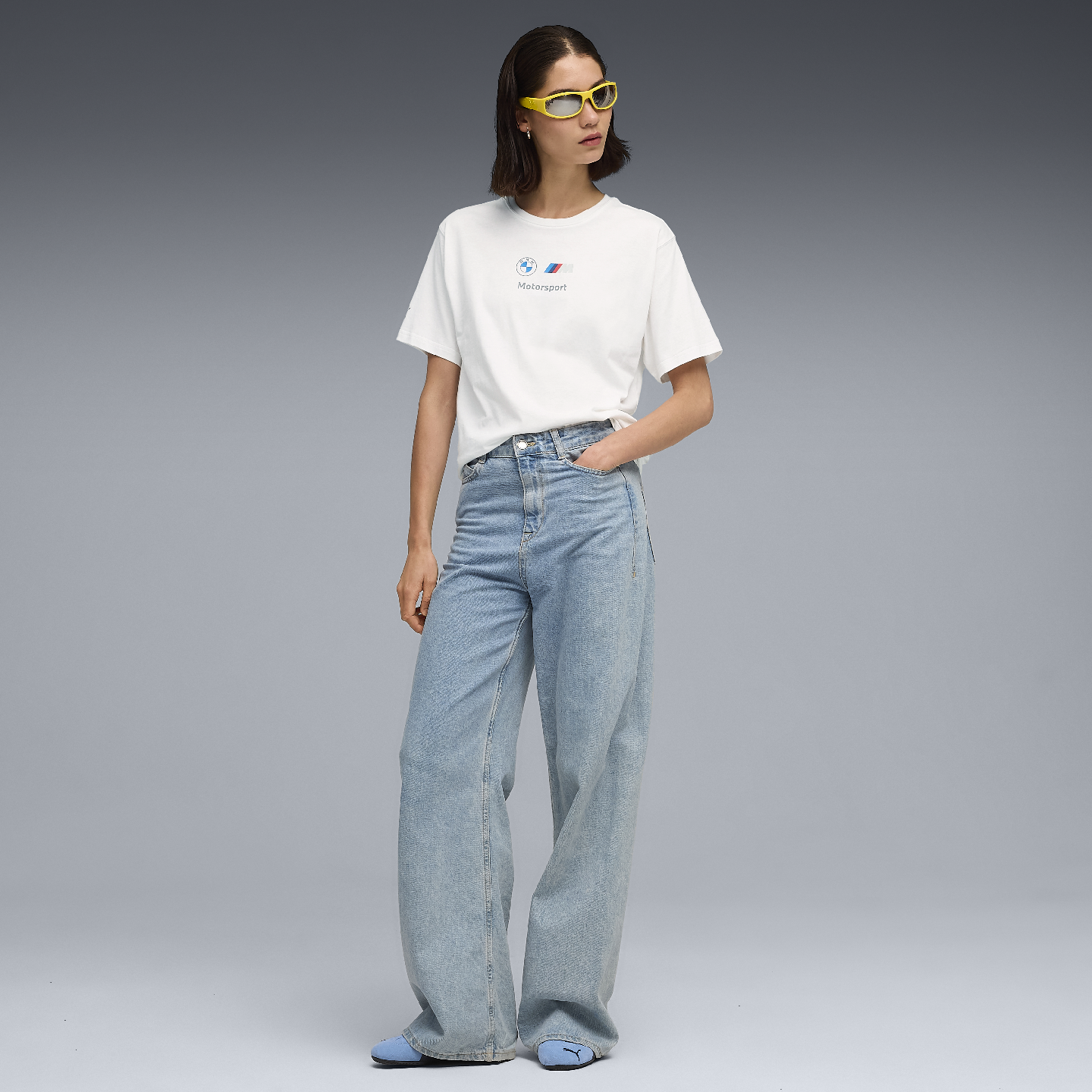 PUMA BMW M Motorsport Women's Essential Logo Tee II White Relaxed Fit view 3