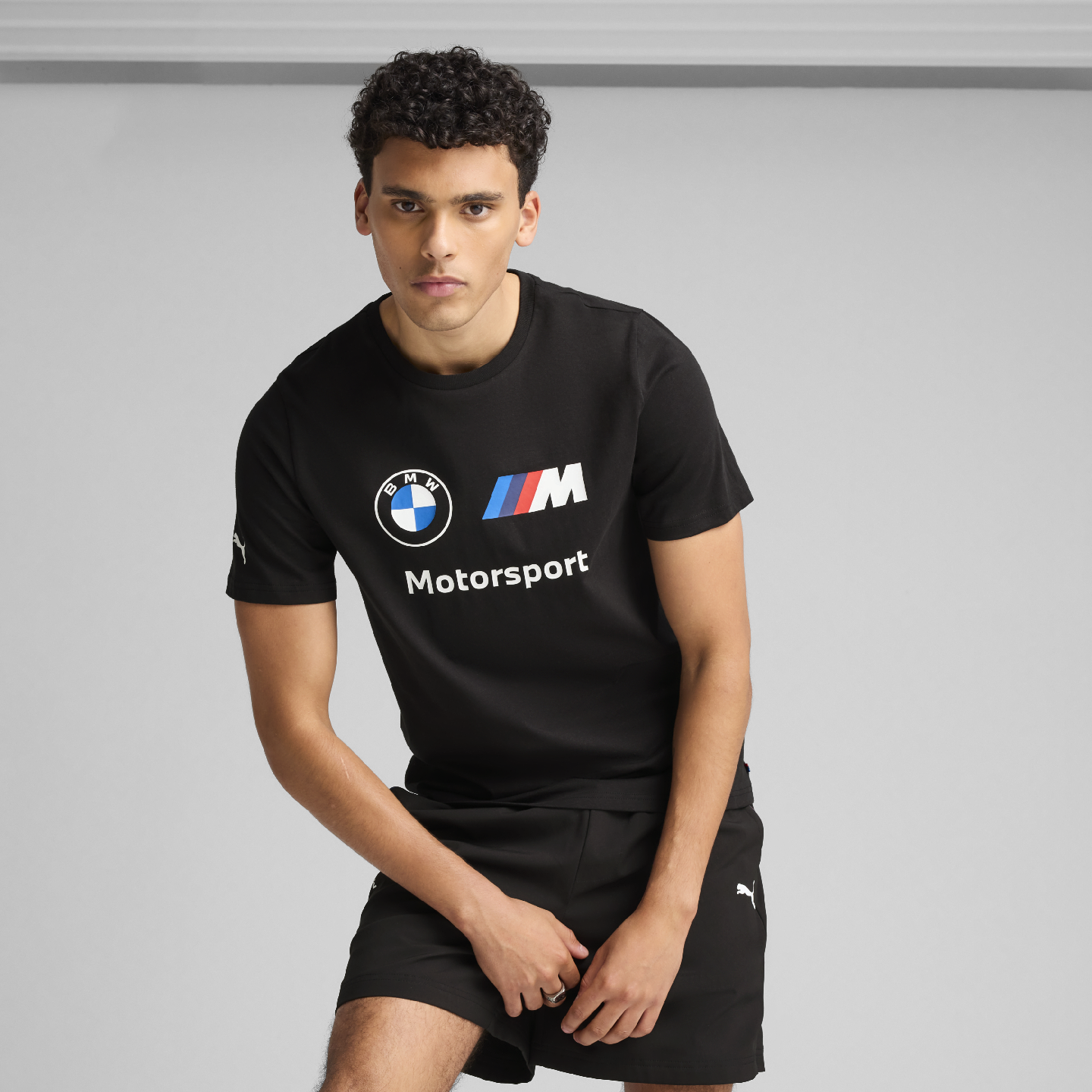 PUMA BMW M Motorsport Men’s Essential Logo Tee Black Regular Fit  view 3