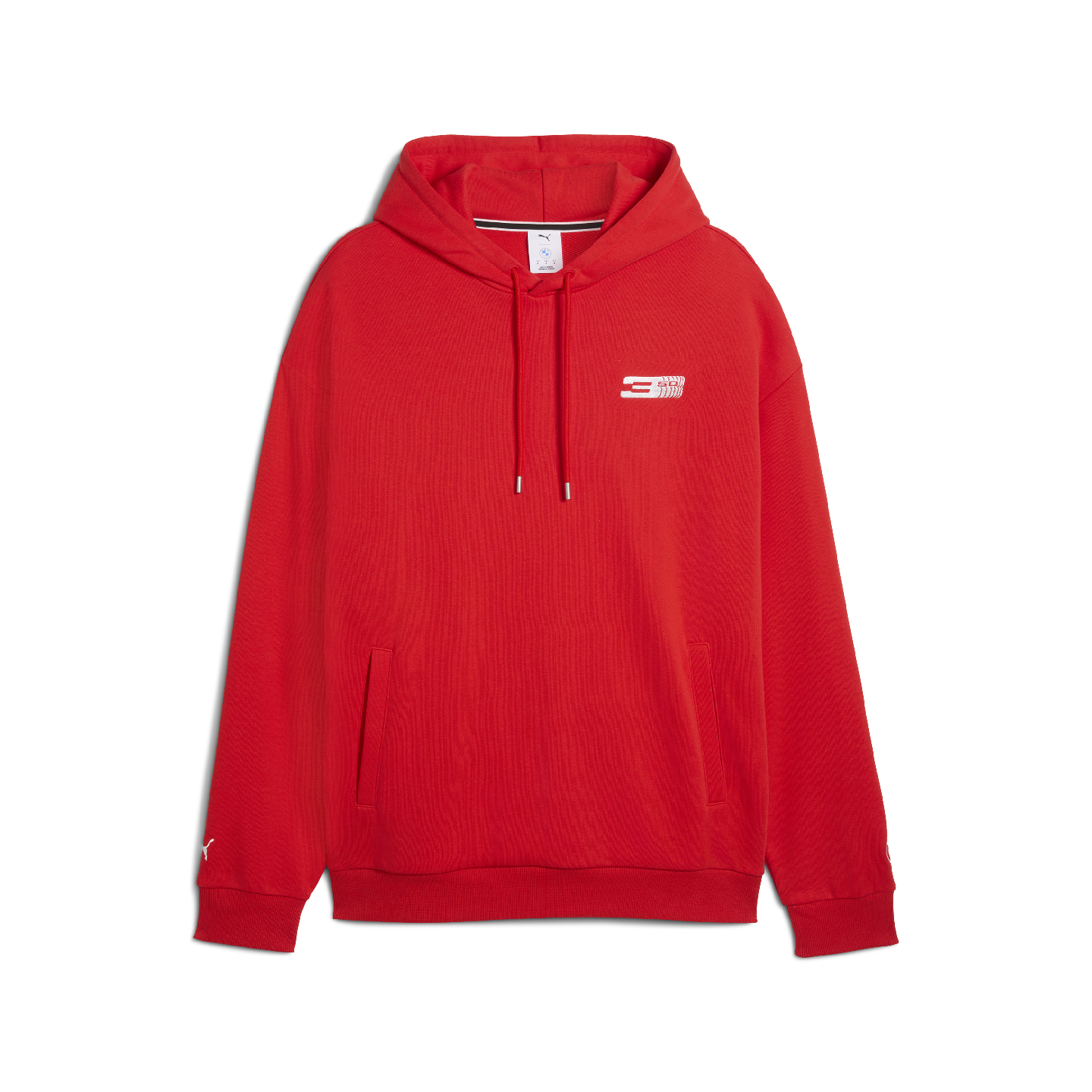 PUMA BMW 50 Years of 3 Series Unisex Slogan Hoodie Red Relaxed Fit
