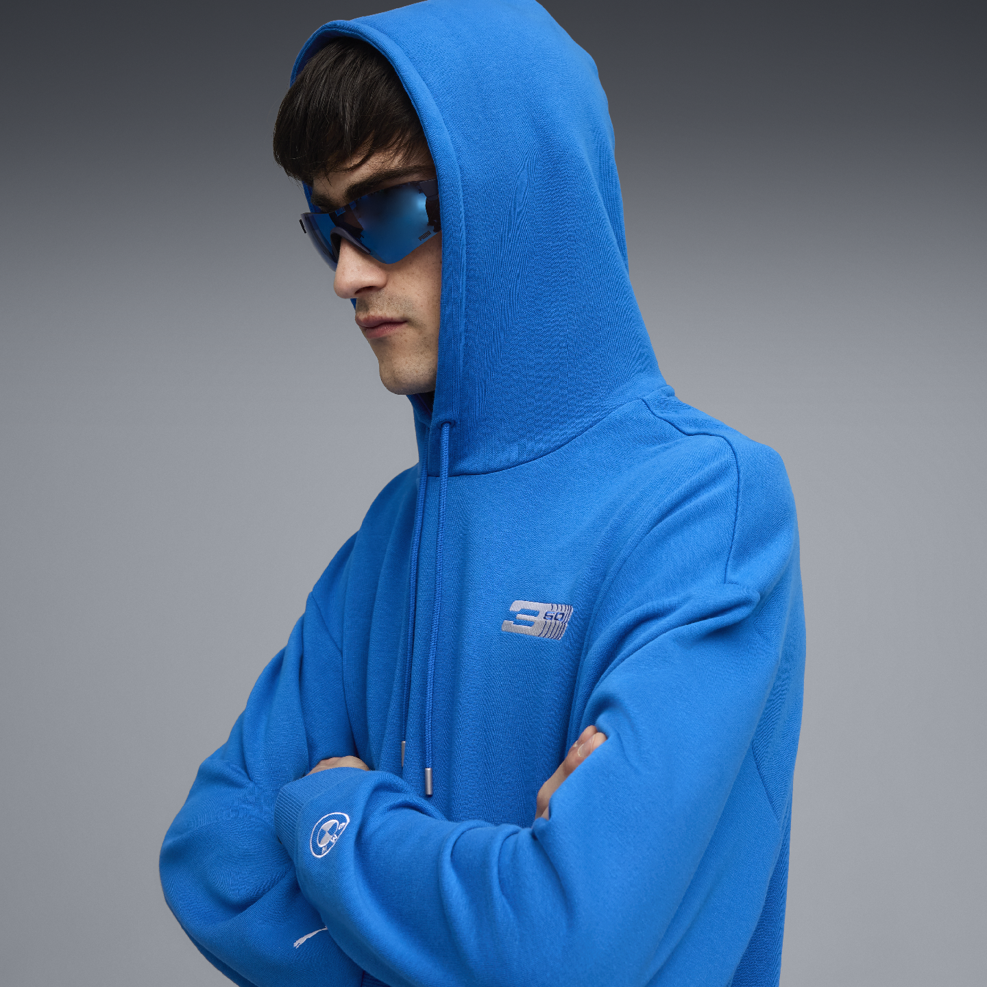 PUMA BMW 50 Years of 3 Series Unisex Slogan Hoodie Blue Relaxed Fit view 5