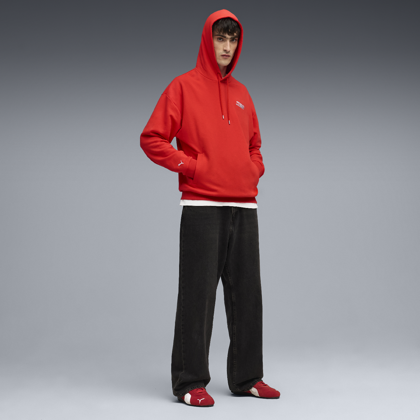 PUMA BMW 50 Years of 3 Series Unisex Slogan Hoodie Red Relaxed Fit view 6