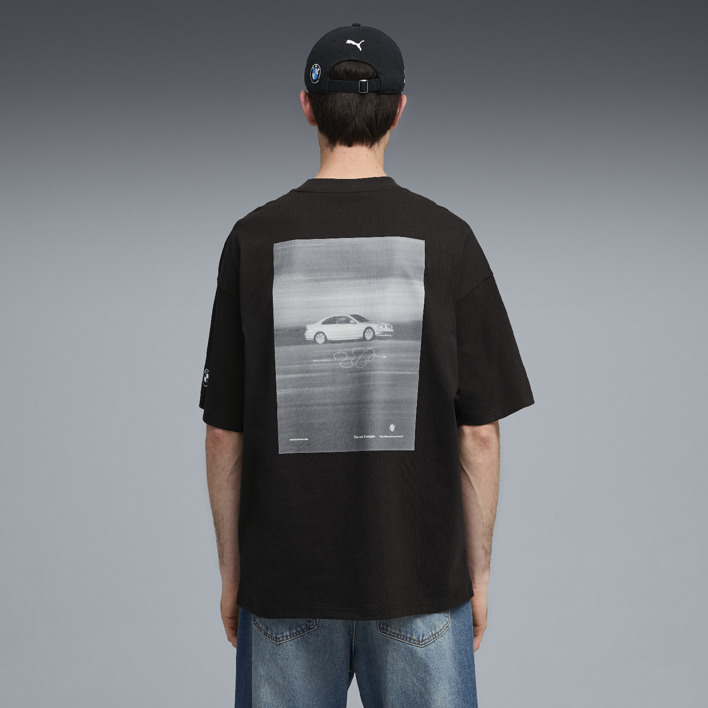 PUMA BMW 50 Years of 3 Series E46 Graphic Car Unisex T-Shirt Black Relaxed Fit view 3