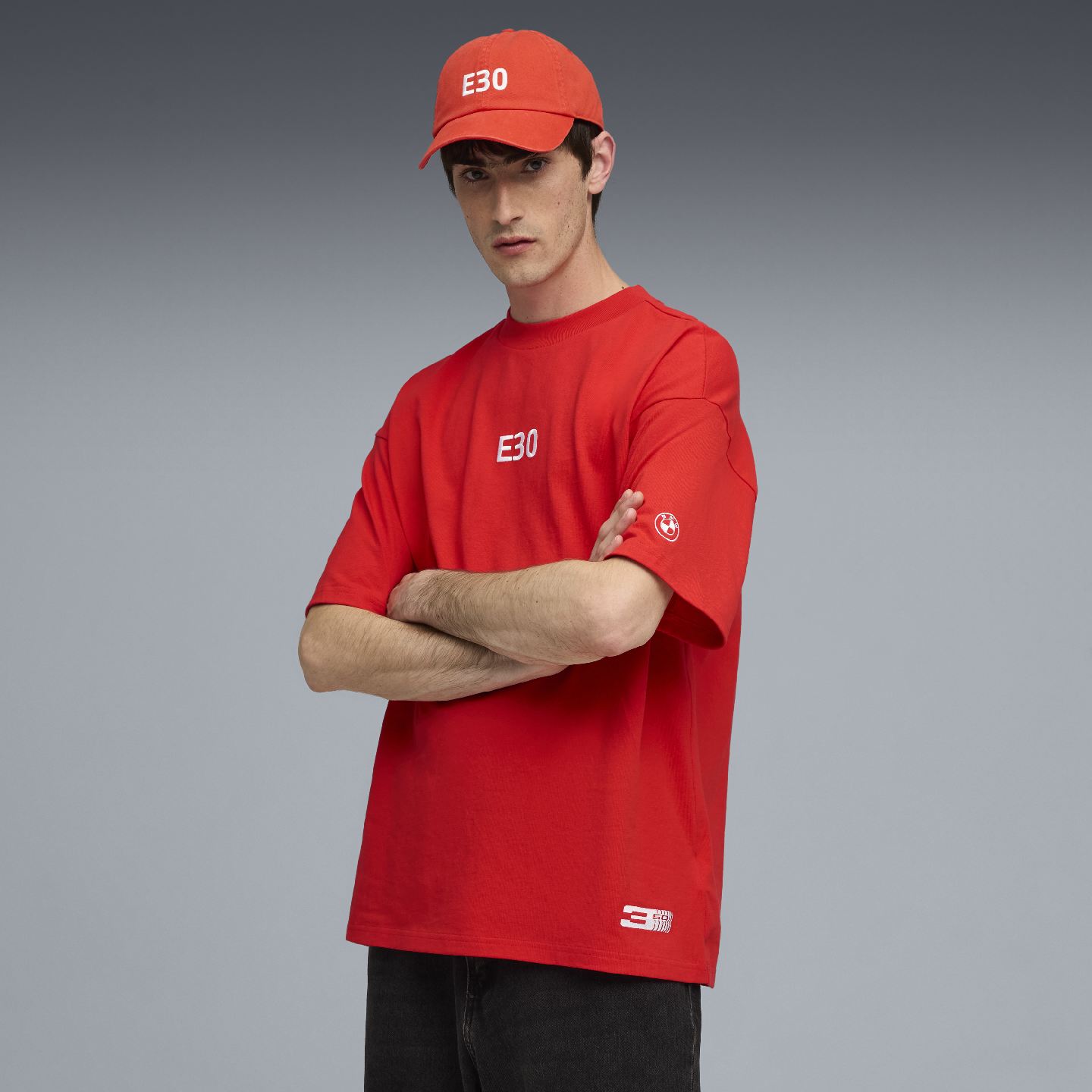 PUMA BMW 50 Years of 3 Series E30 Graphic Car Unisex T-Shirt Red Relaxed Fit view 4