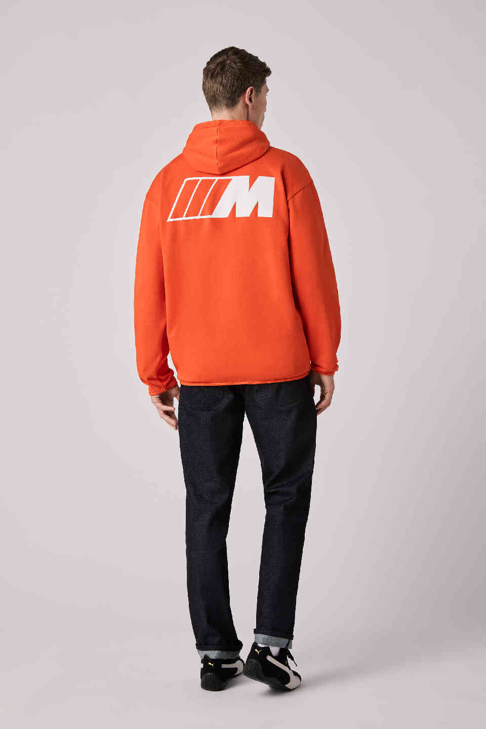 BMW M Unisex Sweathoodie Logo Reverse Orange Oversized Fit view 3
