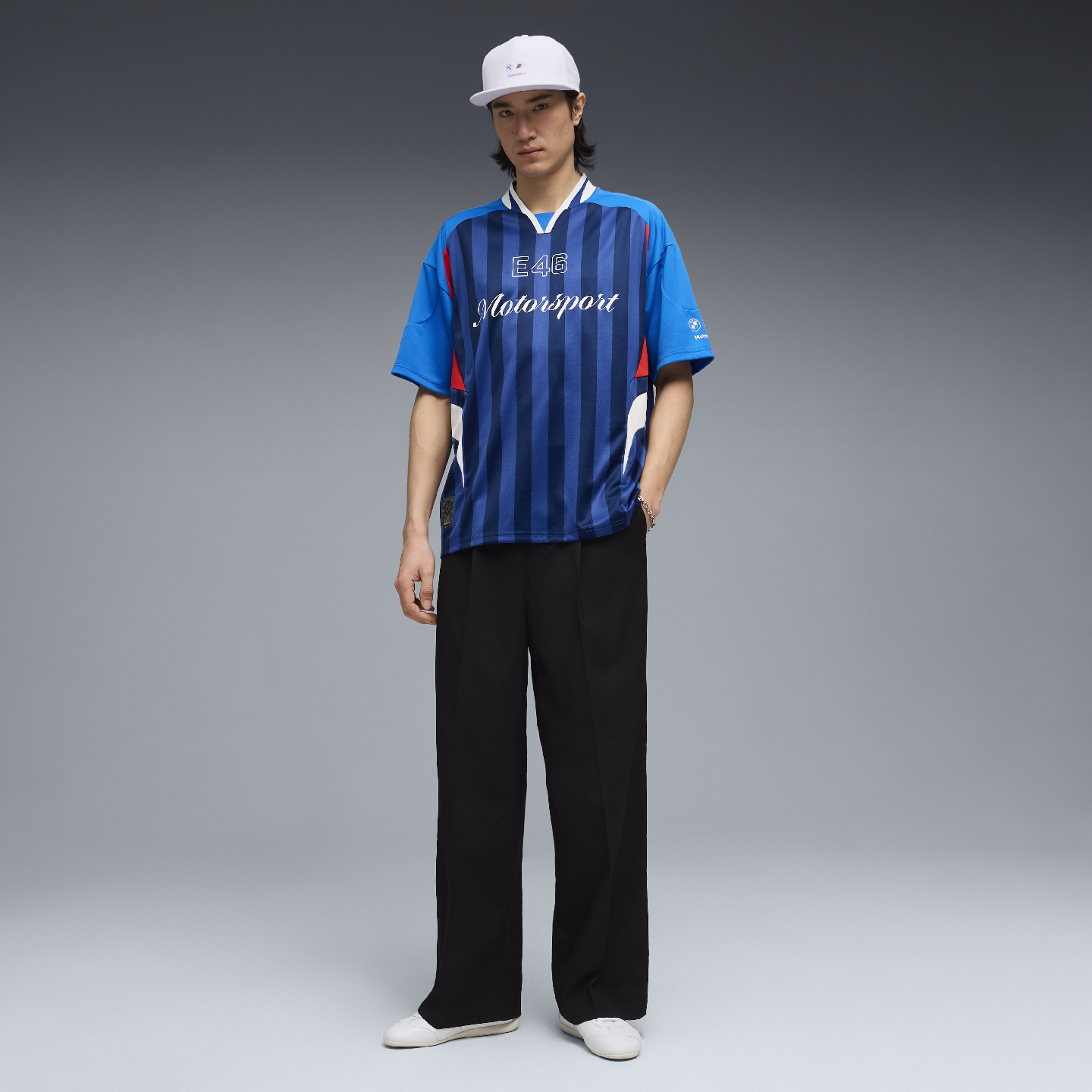 PUMA BMW M Motorsport Men's Lifestyle Jersey Short Sleeve Blue Oversized Fit view 3