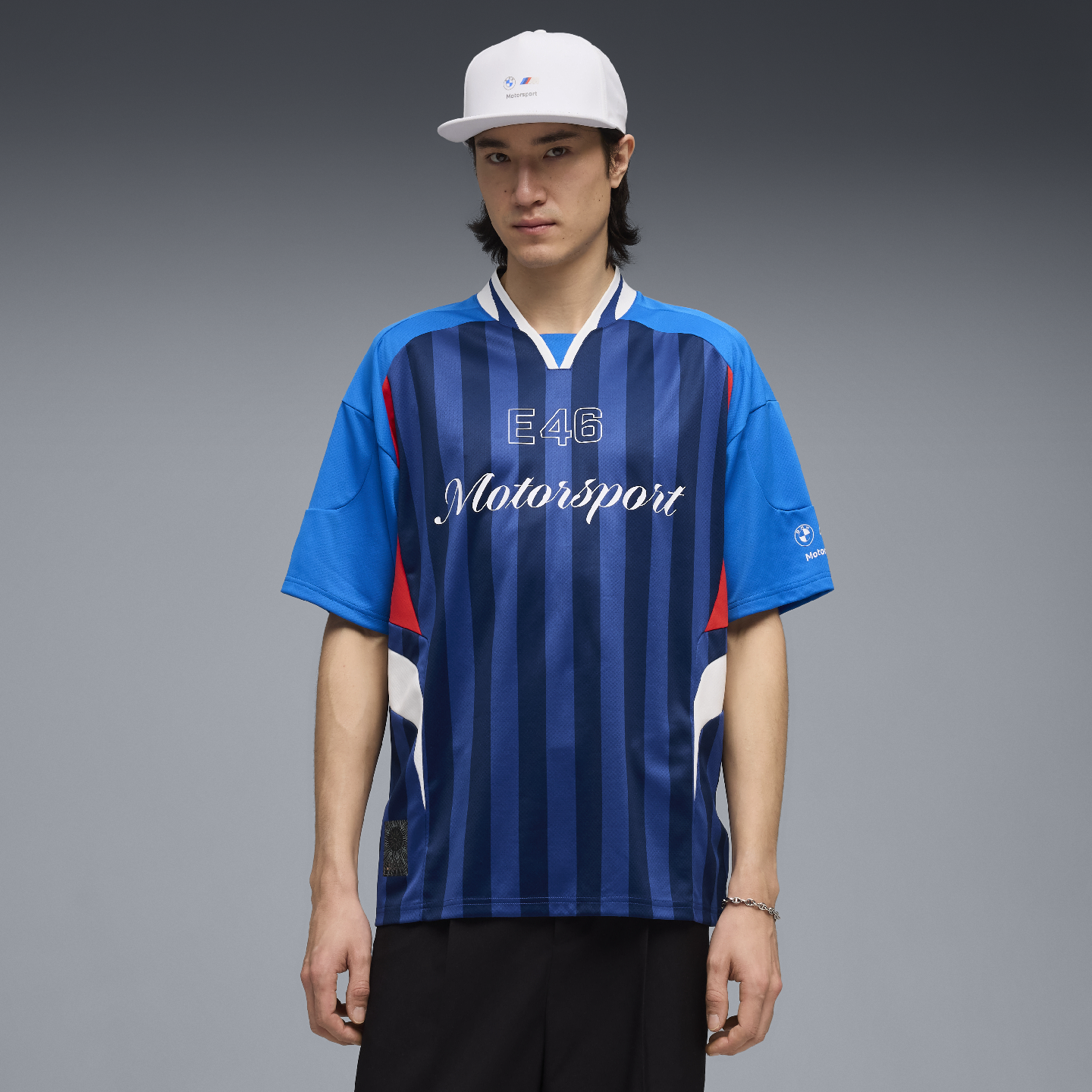 PUMA BMW M Motorsport Men's Lifestyle Jersey Short Sleeve Blue Oversized Fit view 5