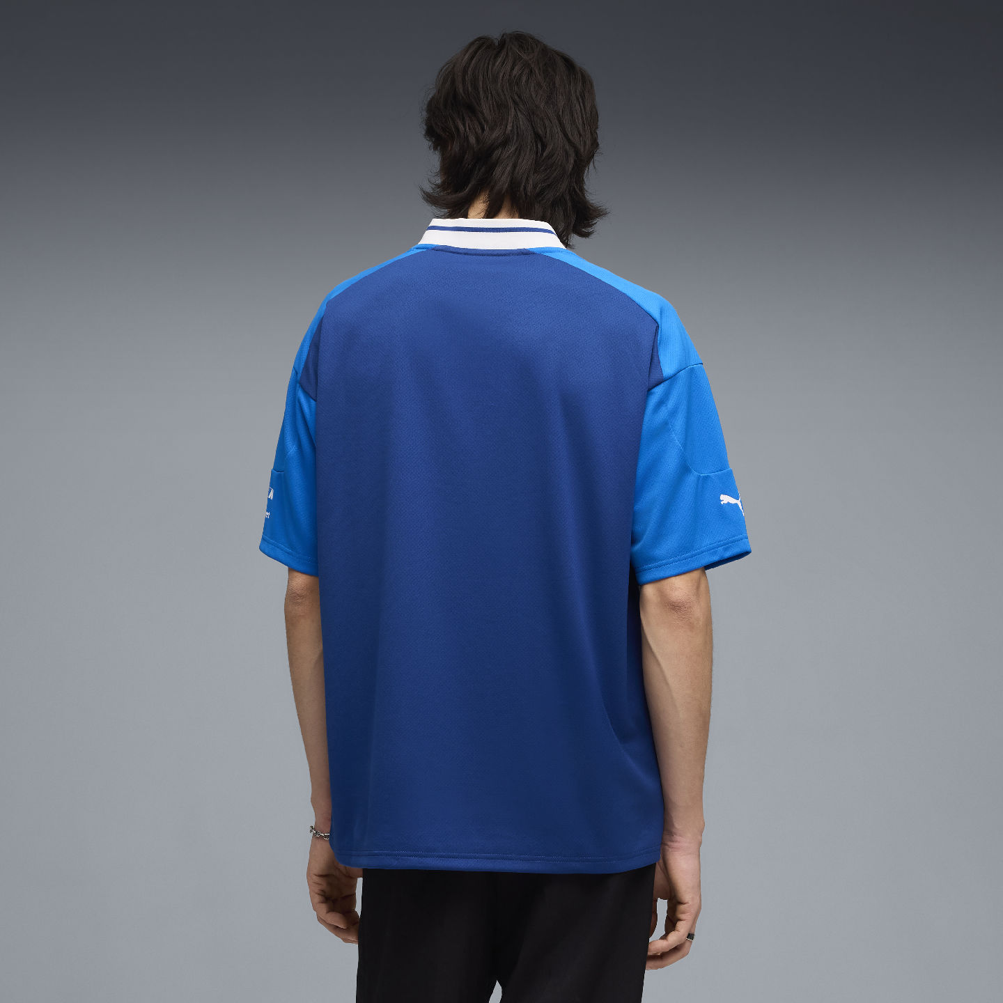 PUMA BMW M Motorsport Men's Lifestyle Jersey Short Sleeve Blue Oversized Fit view 4