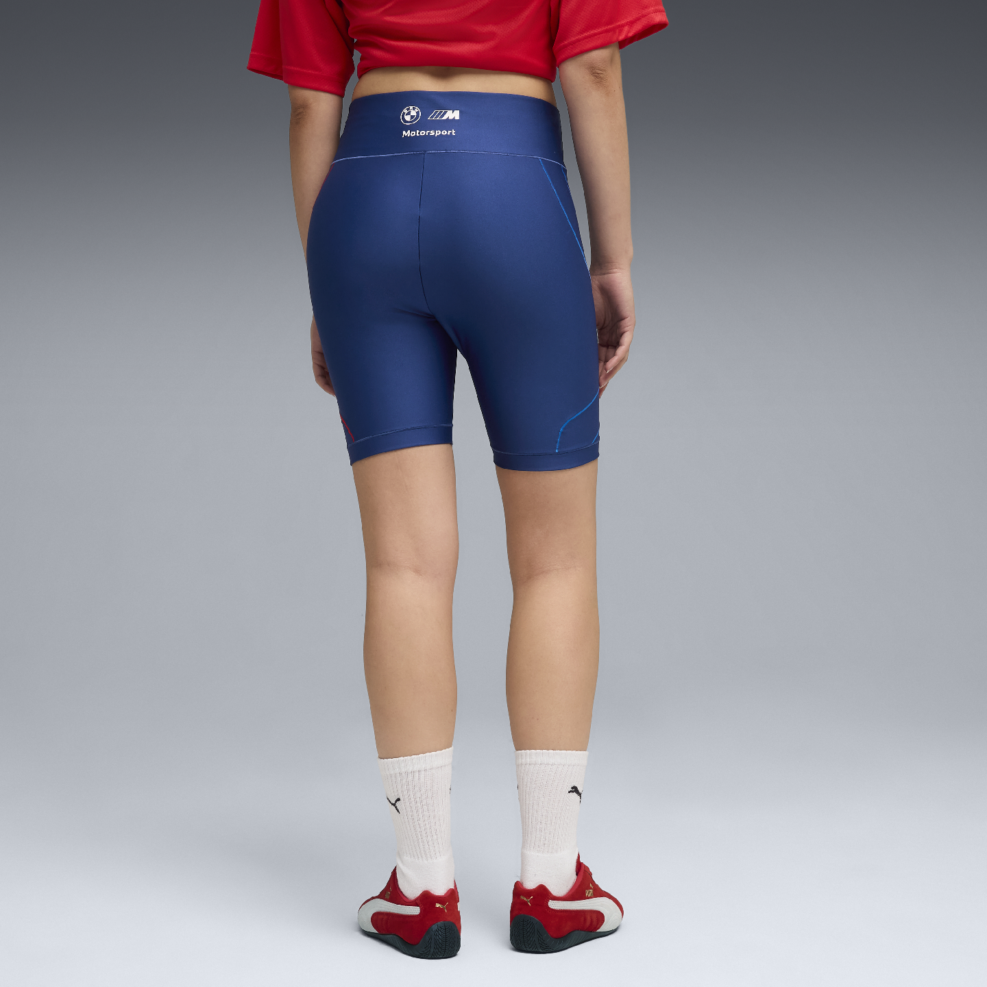 PUMA BMW M Motorsport Women's Sportwear Biker Shorts Blue view 4