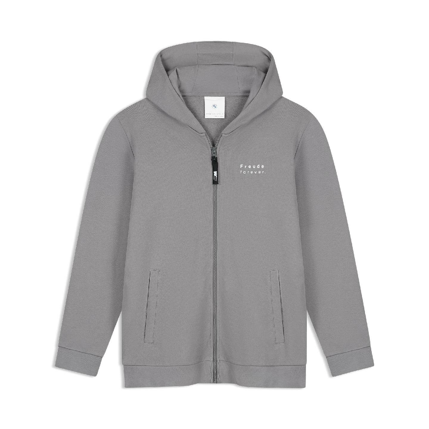 BMW Unisex Zip-Sweat Hoodie Logo Reverse  Grey Regular Fit view 2