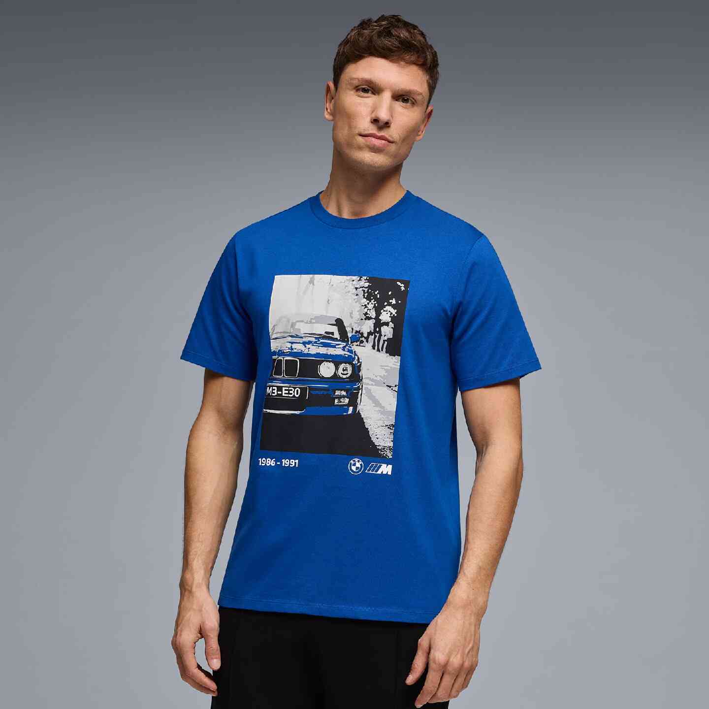 BMW M Unisex T-Shirt E30 Graphic Blue Regular Fit view 3