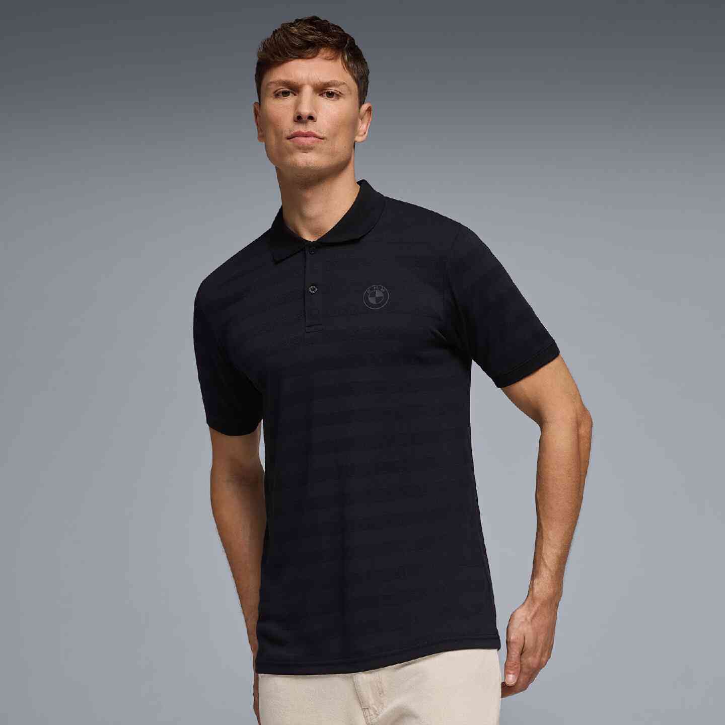 BMW Men's Polo Shirt Performance Black Regular Fit view 3
