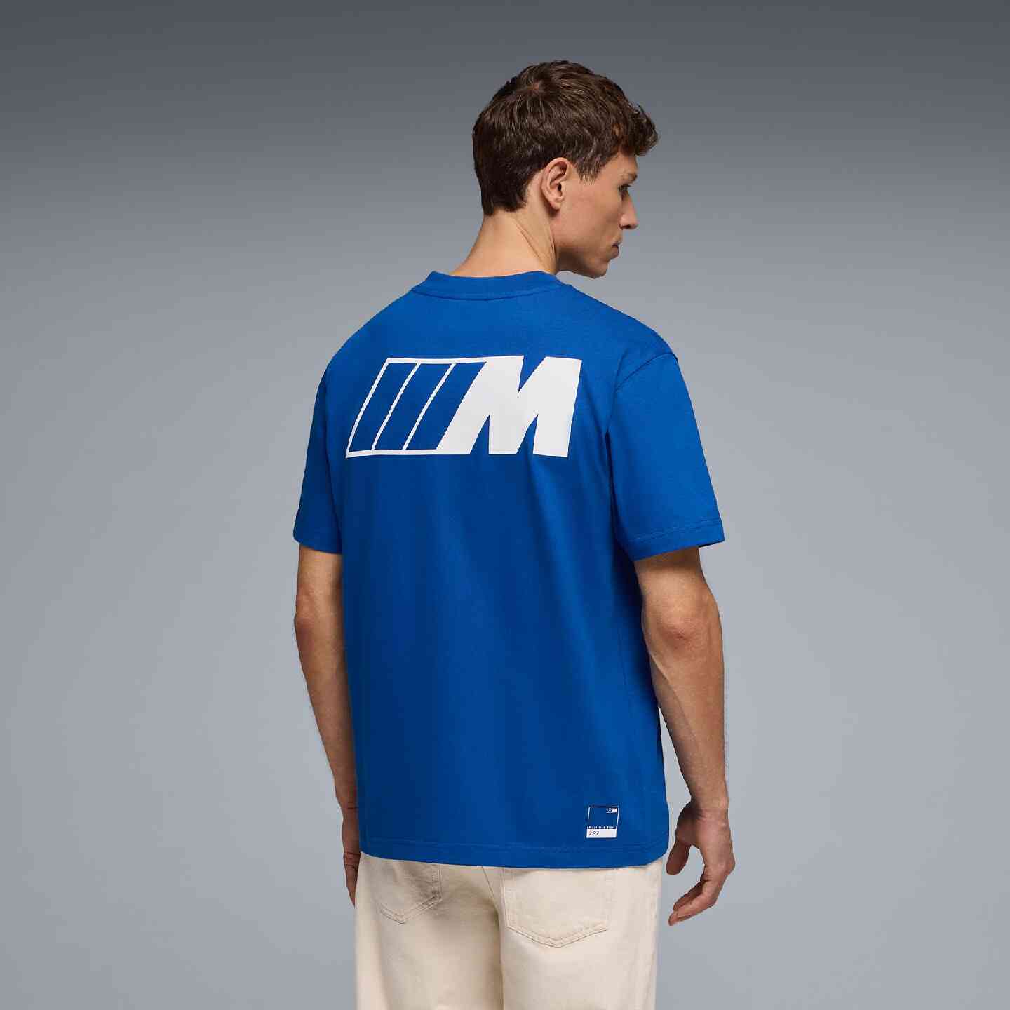 BMW M Unisex T-Shirt Logo Reverse Blue Oversized Fit view 3