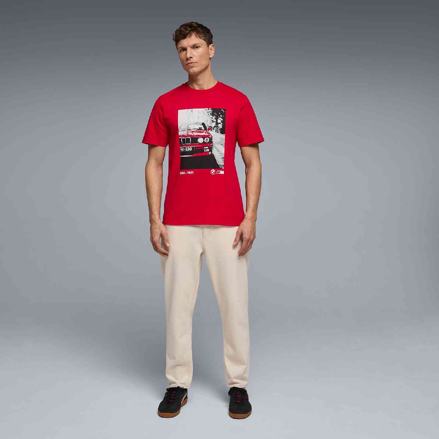 BMW M Unisex T-Shirt E30 Graphic Red Regular Fit view 5