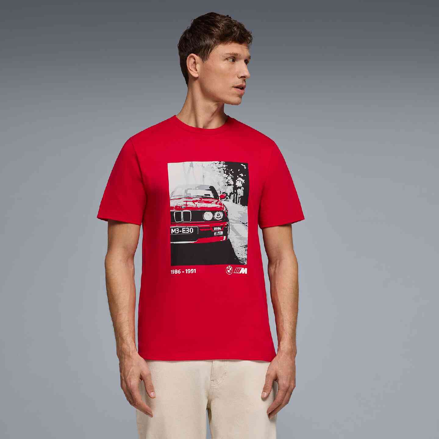 BMW M Unisex T-Shirt E30 Graphic Red Regular Fit view 3