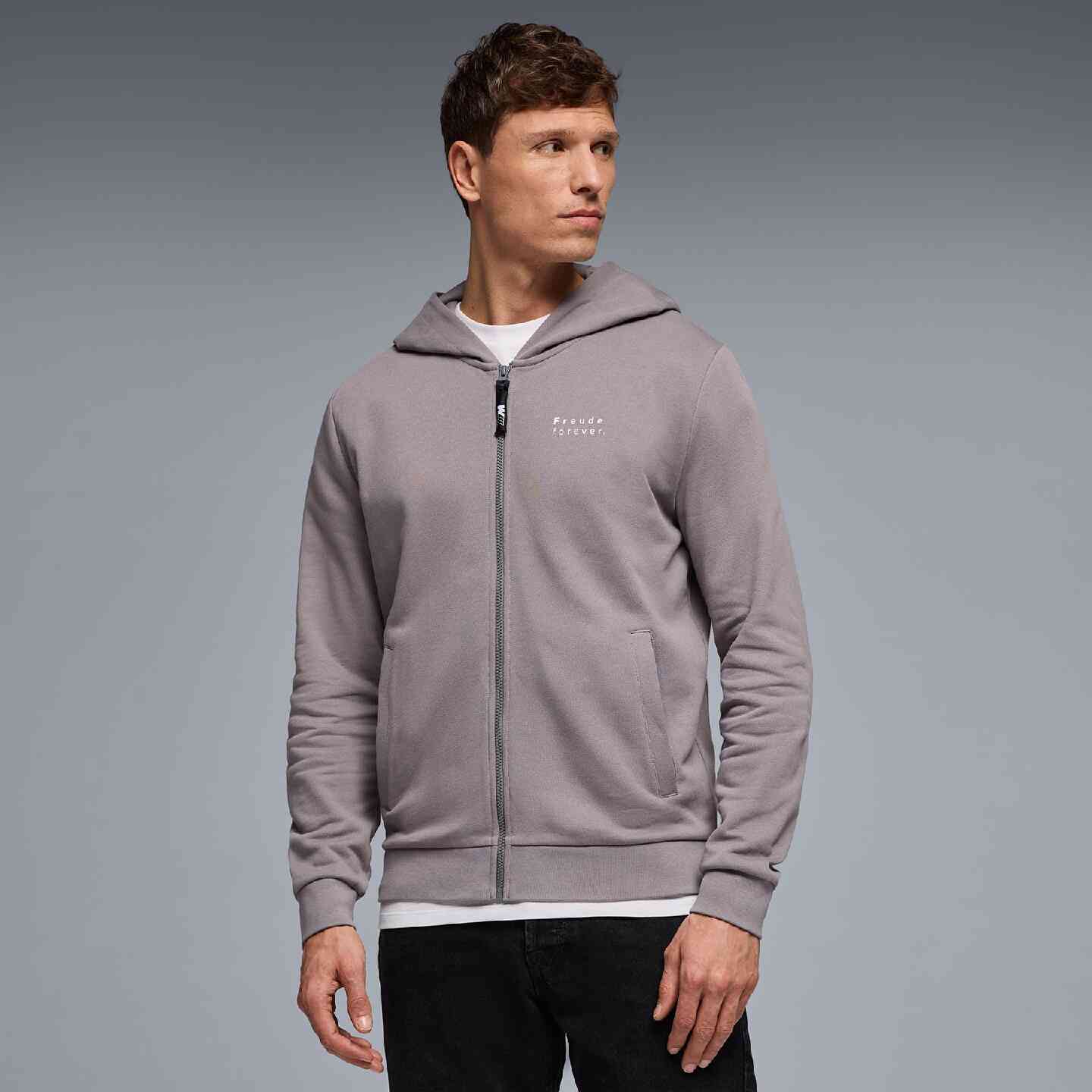 BMW Unisex Zip-Sweat Hoodie Logo Reverse  Grey Regular Fit view 5
