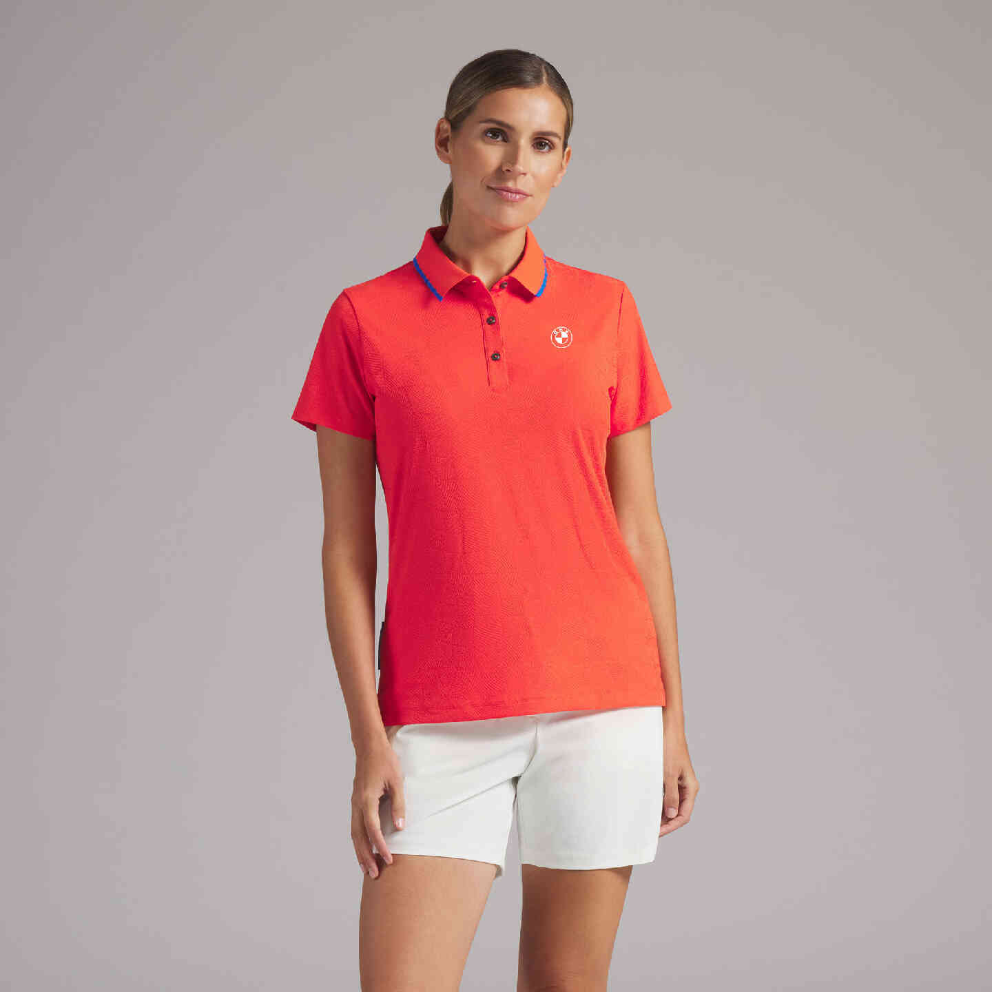 PUMA | BMW Women's Twisted Diamond Polo Dark Orange Regular Fit view 4