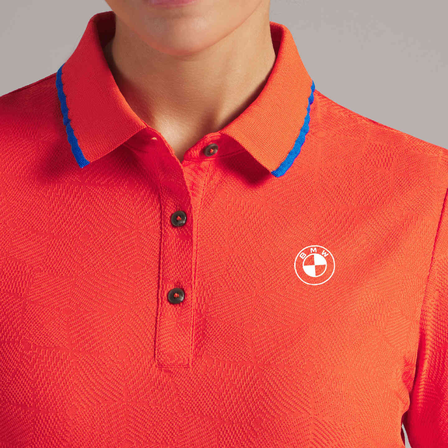 PUMA | BMW Women's Twisted Diamond Polo Dark Orange Regular Fit view 3