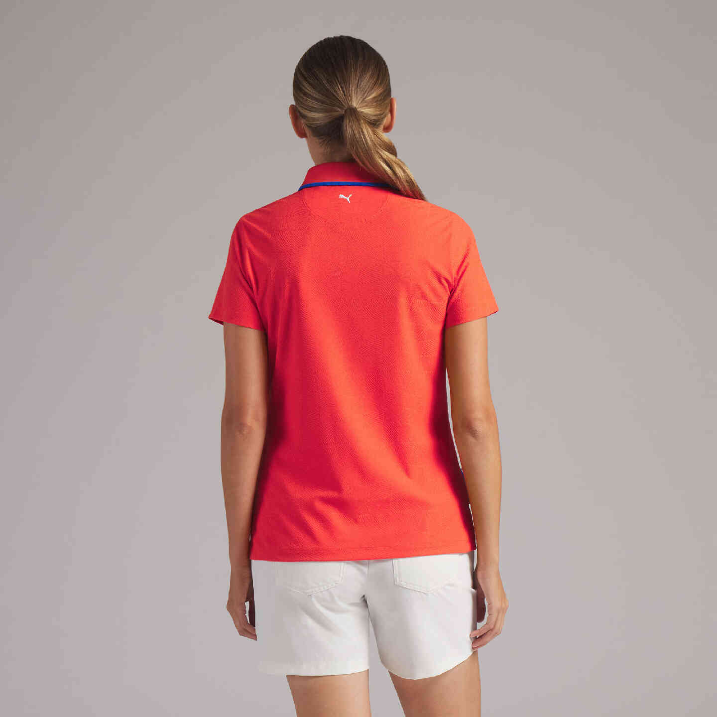 PUMA | BMW Women's Twisted Diamond Polo Dark Orange Regular Fit view 5