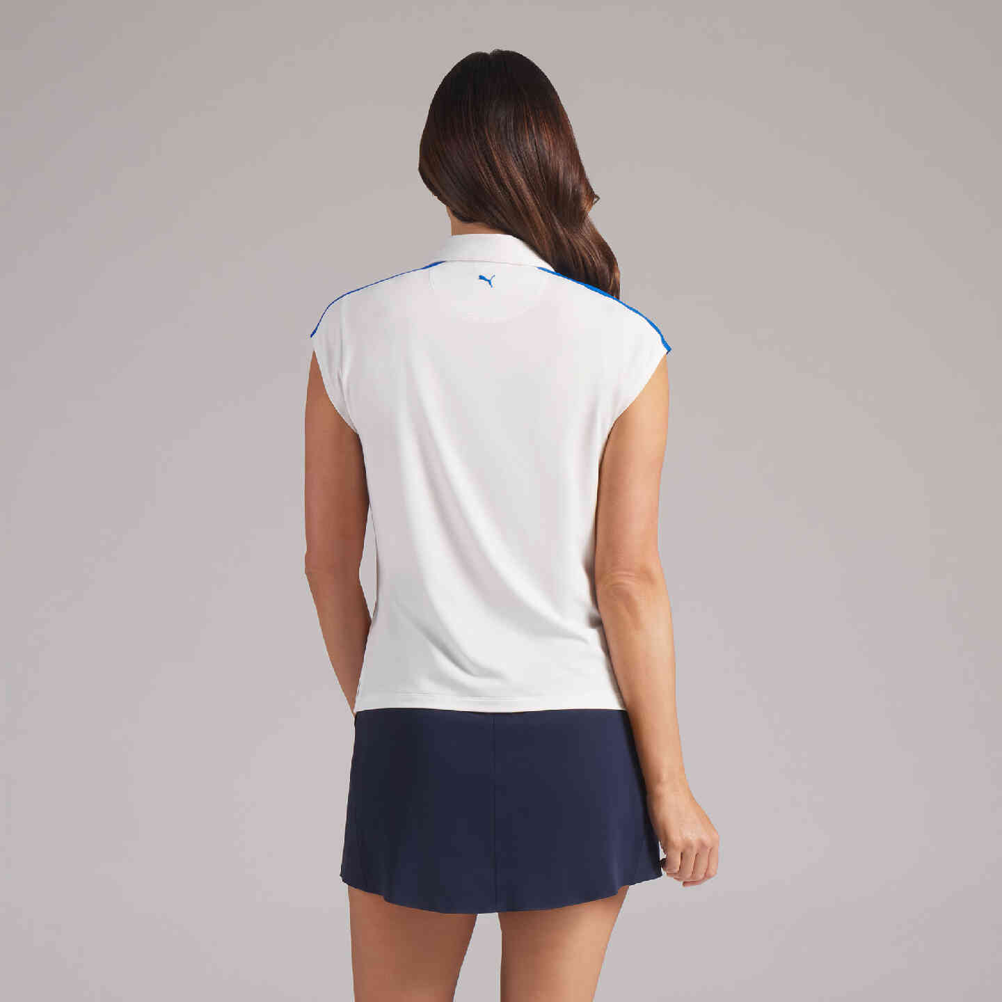 PUMA | BMW Women's Blocked SS Polo Warm White Cap Sleeve view 5