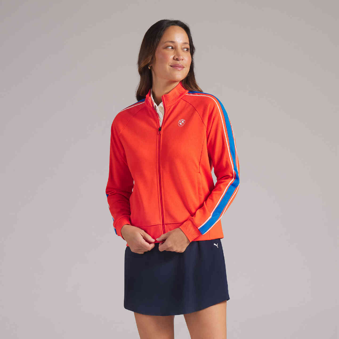 PUMA | BMW  Women's T7  Zip-Up Jacket Dark Orange Performance Fit view 4