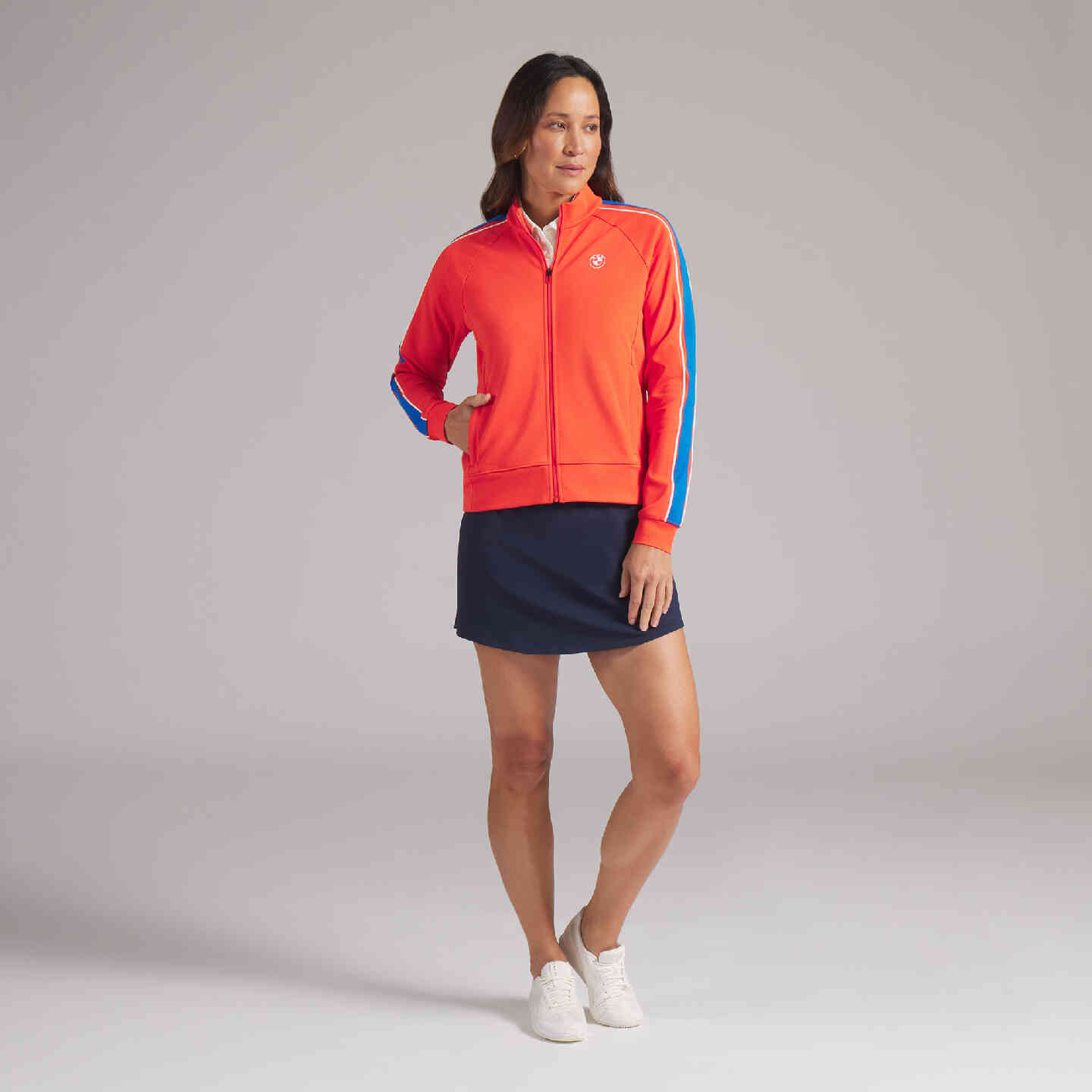 PUMA | BMW  Women's T7  Zip-Up Jacket Dark Orange Performance Fit view 6