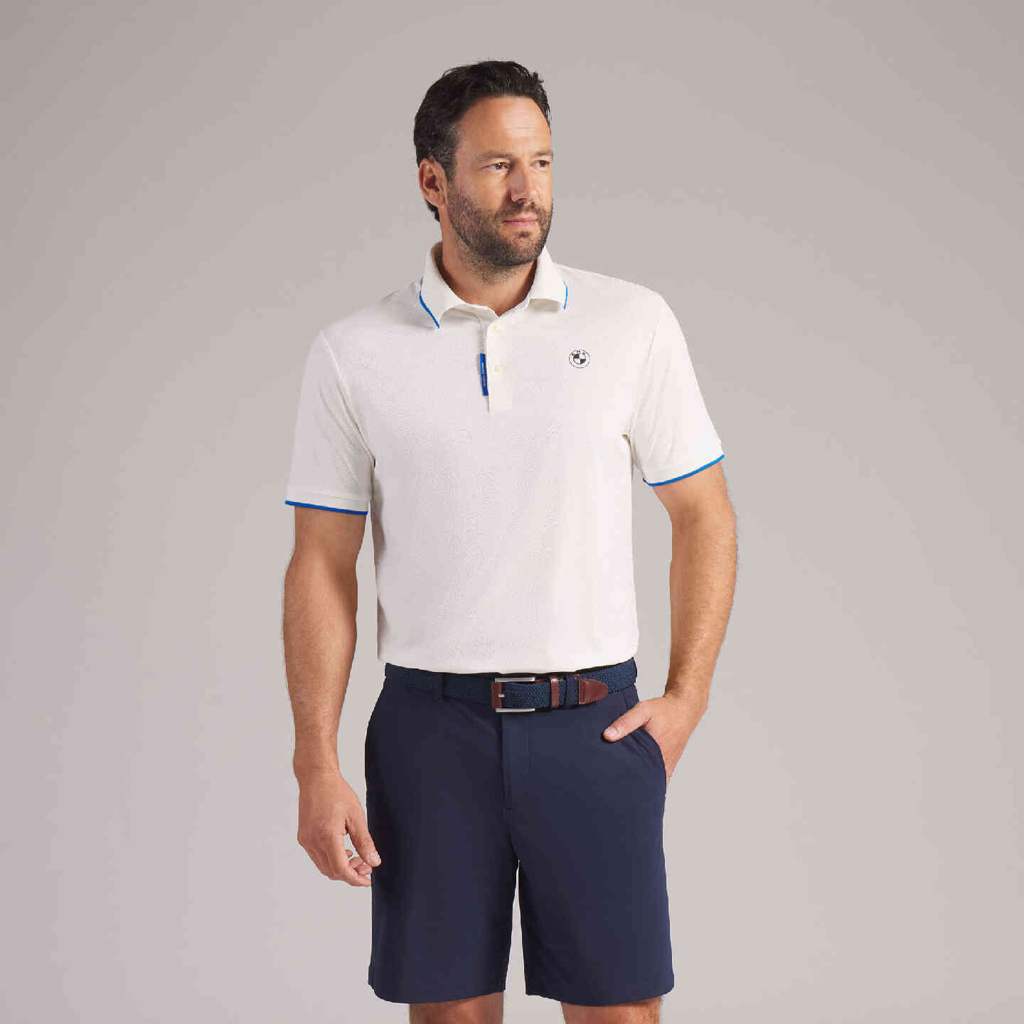 PUMA | BMW Men's Twisted Diamond Polo Warm White Regular Fit view 4