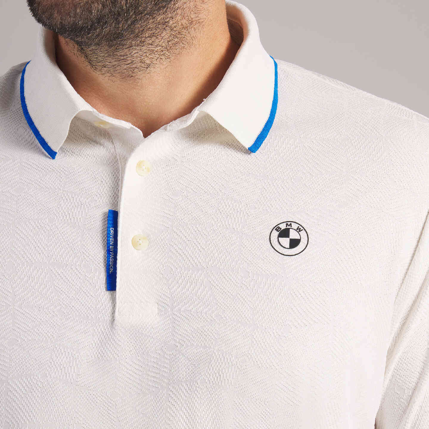 PUMA | BMW Men's Twisted Diamond Polo Warm White Regular Fit view 3