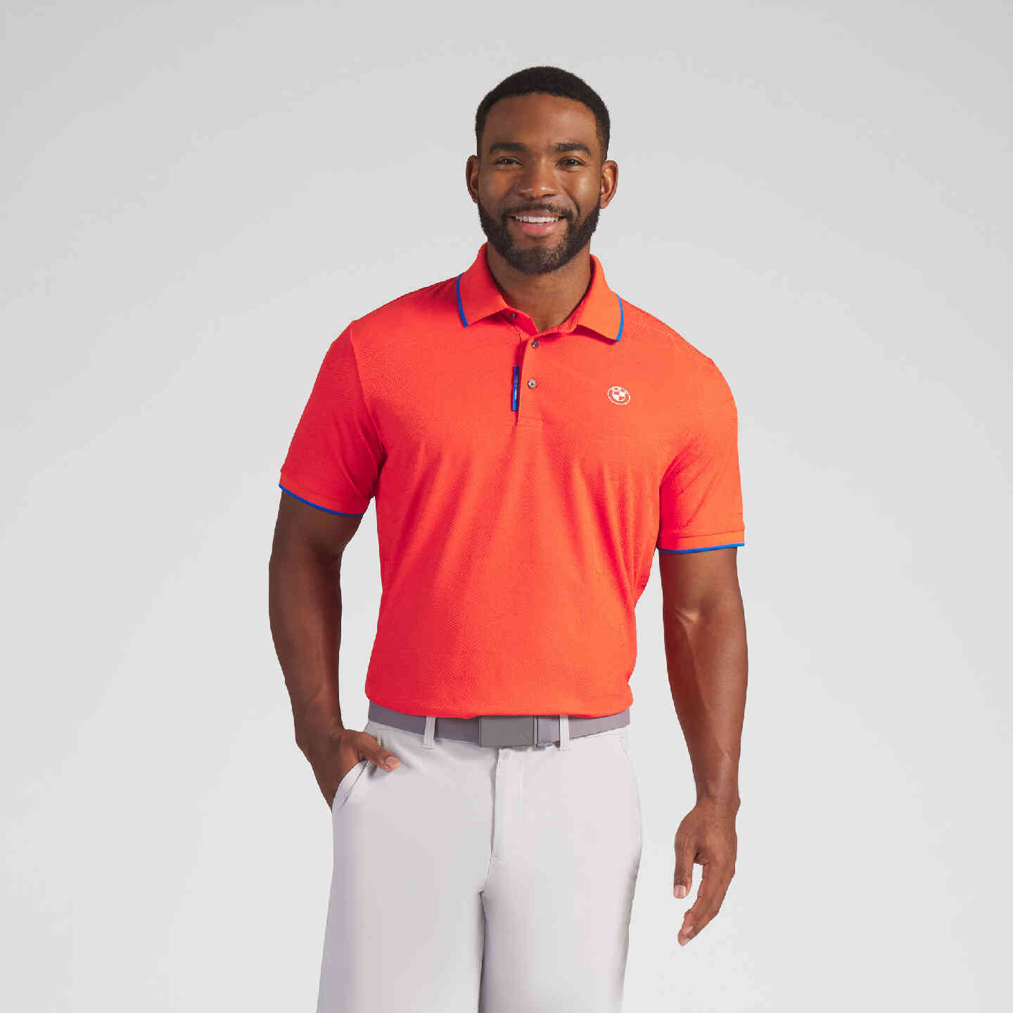 PUMA | BMW Men's Twisted Diamond Polo Dark Orange Regular Fit view 4
