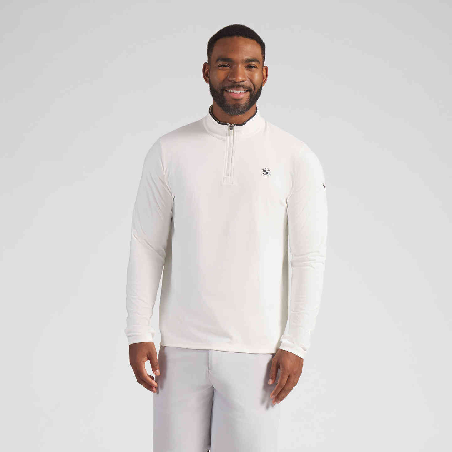 PUMA | BMW Men's Cloudspun 1/4 zip Warm White Regular Fit view 4