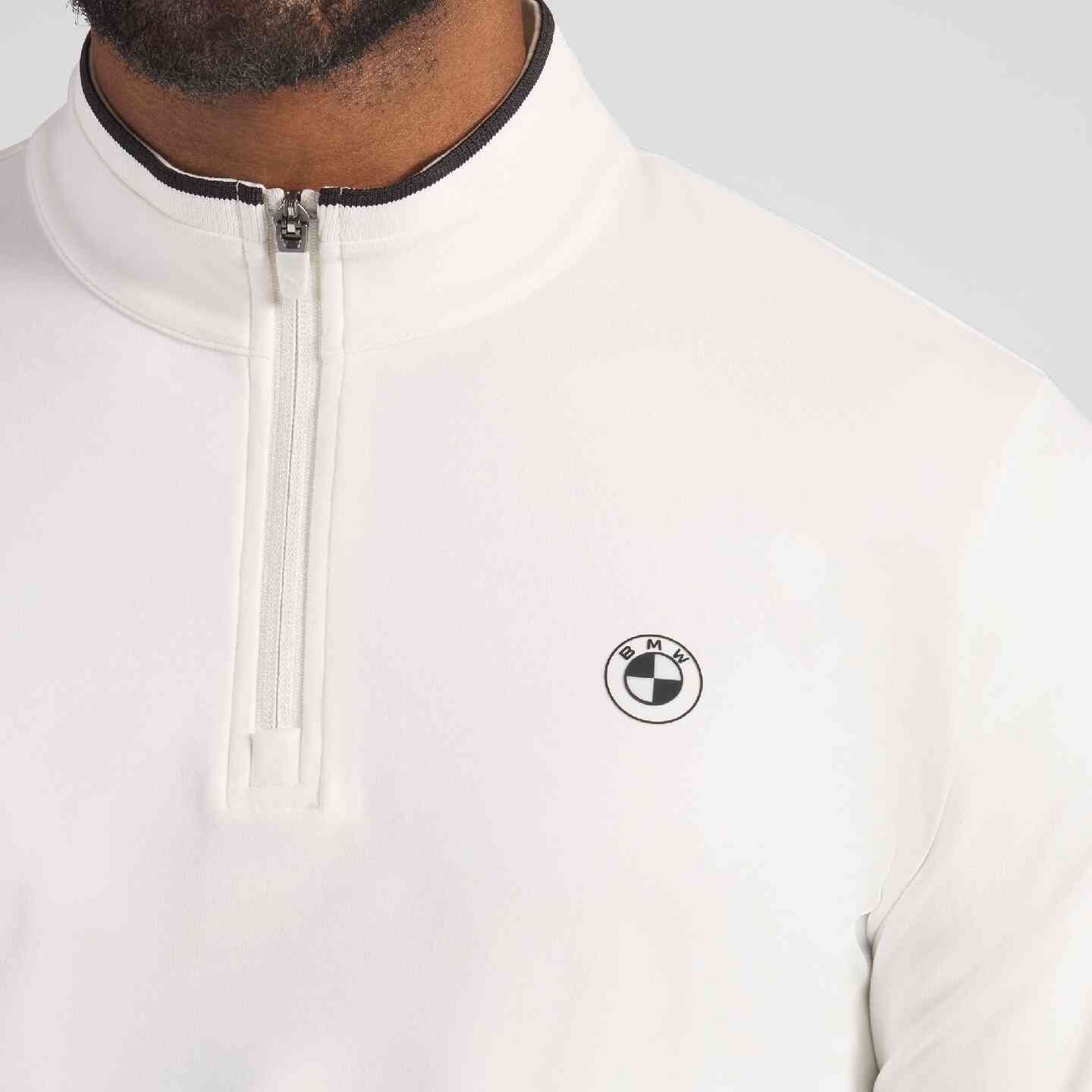 PUMA | BMW Men's Cloudspun 1/4 zip Warm White Regular Fit view 3