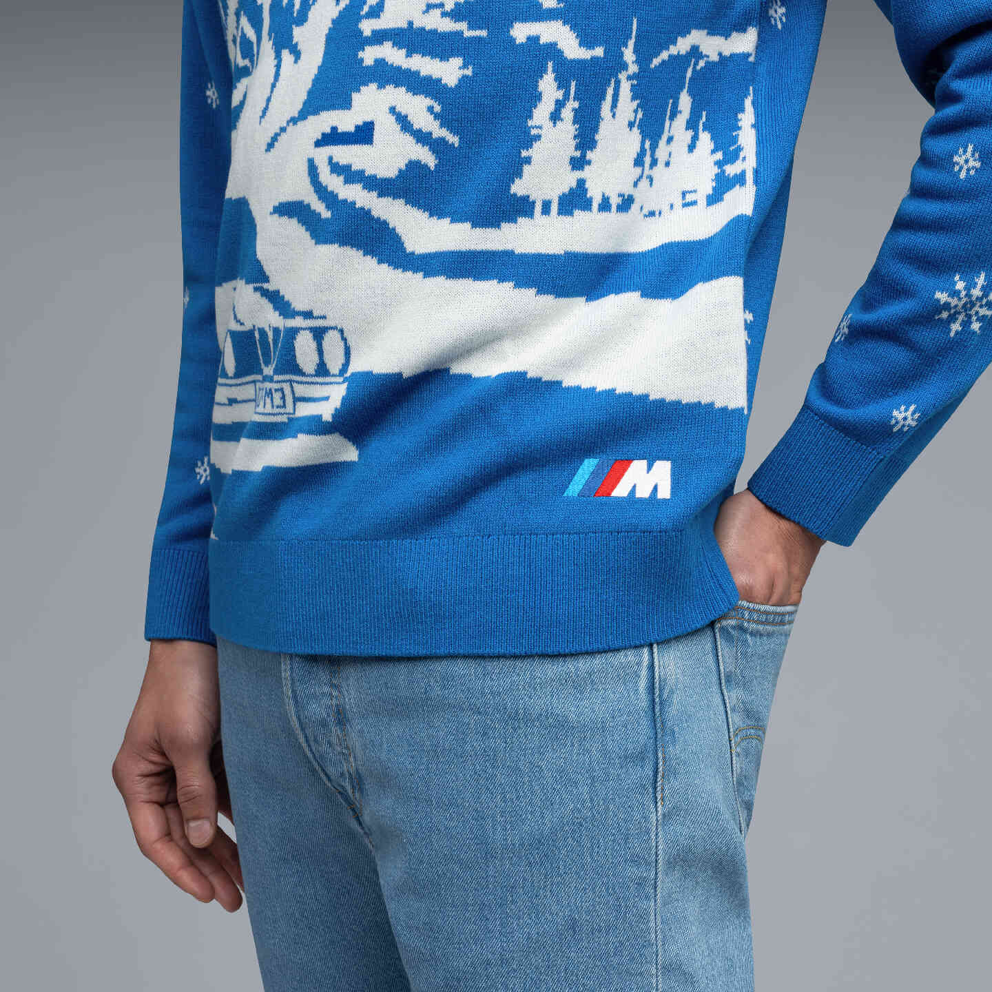 BMW M Unisex Sweater Holiday Regular Fit Blue view 3