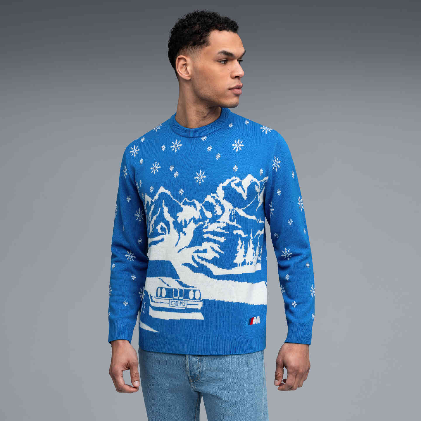 BMW M Unisex Sweater Holiday Regular Fit Blue view 4