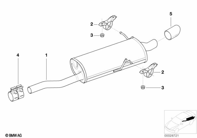 Genuine Exhaust Silencer/Muffler System Rear 18 12 1 712 927 view 2