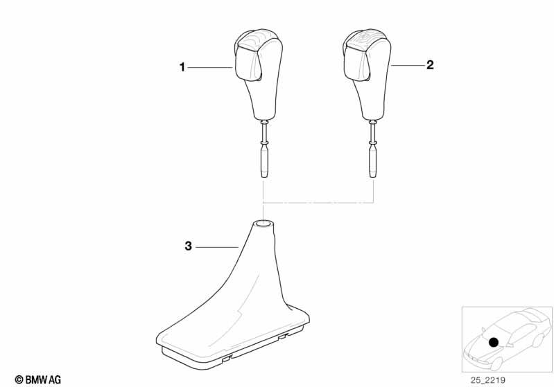 Genuine Leather Selector Gear Knob Chrome 25 16 1 423 863 view 2