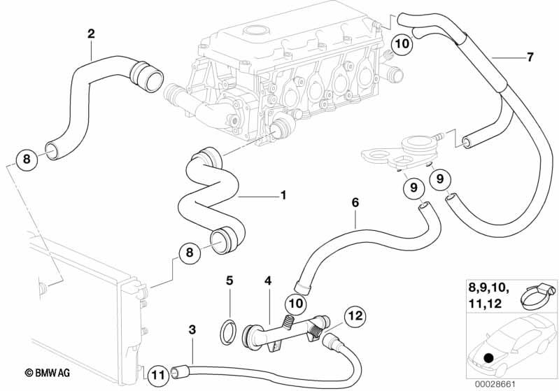 Genuine Cooling System Water Hose Pipe 11 53 1 716 644 view 2
