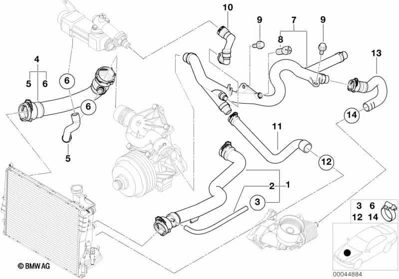 Genuine Cooling System Water Hose Pipe 11 53 7 787 336 view 2
