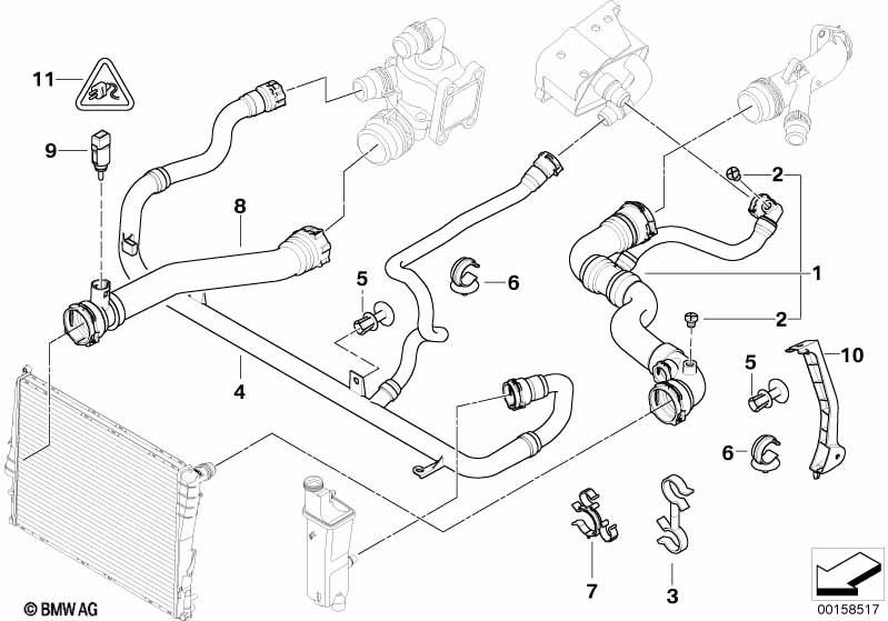 Genuine Radiator Thermostat Inlet Water Hose Upper 17 12 7 520 668 view 2