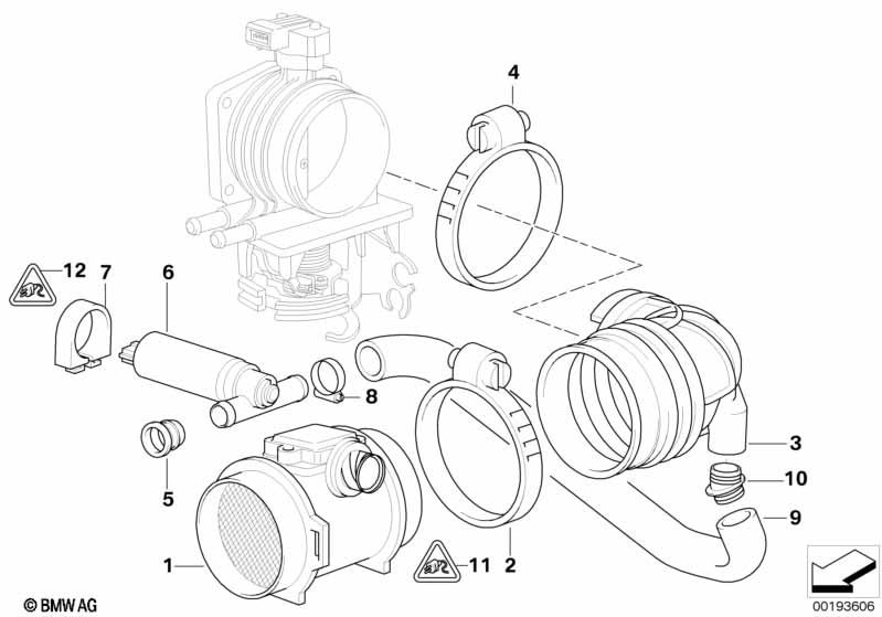 Genuine Mass Air Flow Sensor Rubber Boot/Tube 13 54 1 703 726 view 2