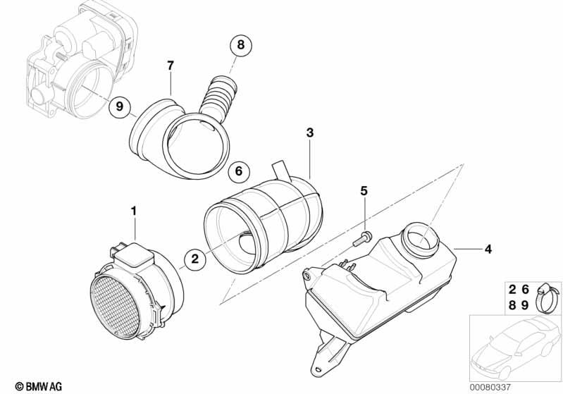 Genuine Mass Air Flow Sensor Rubber Boot/Tube 13 54 7 505 836 view 2