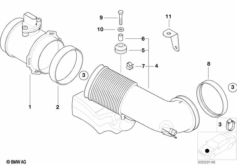 Genuine Mass Air Flow Sensor Rubber Boot/Tube Part+Resonator view 2