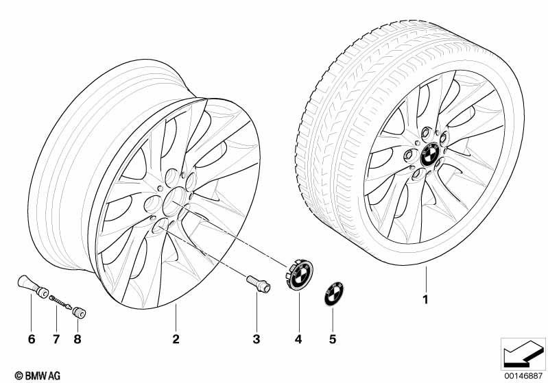 Genuine Alloy Wheel x1 18" V-Spoke 217 Front Rim 36 11 6 775 634 view 2