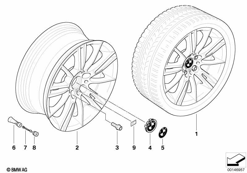 Genuine Alloy Wheel x1 18" M Star-Spoke 193 Front 36 11 7 843 839 view 2