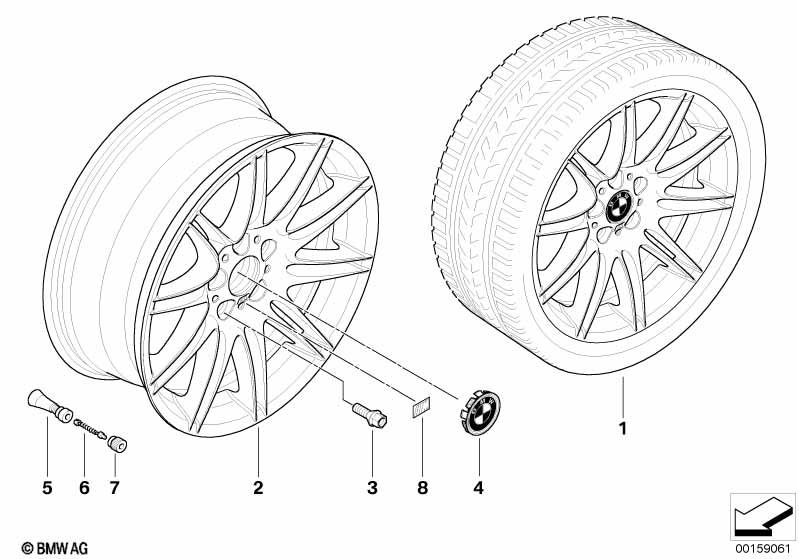 Genuine Alloy Wheel x1 19" M Double-Spoke 225 Rear 36 11 8 037 142 view 2