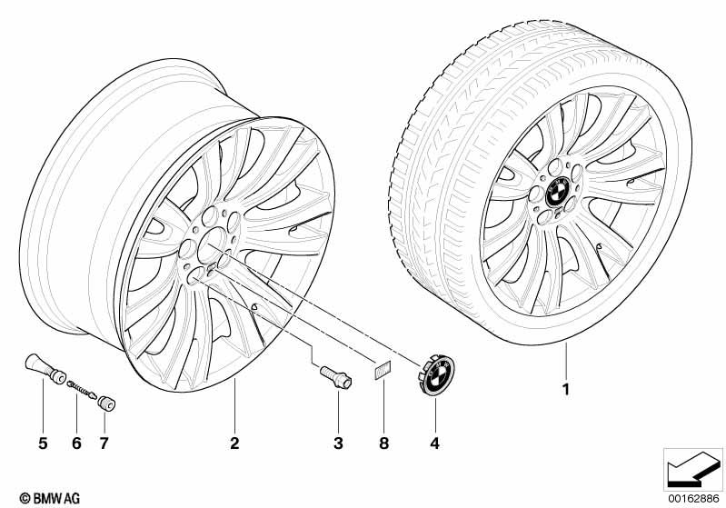 Genuine Alloy Wheel x1 19" V-Spoke 223 Rear Rim 36 11 8 037 348 view 2