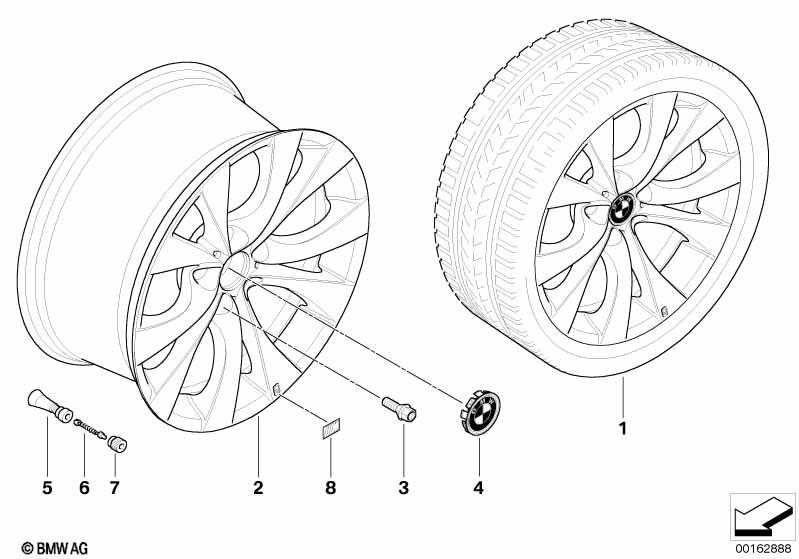 Genuine Alloy Wheel x1 20" V-Spoke 227 Rear Rim 36 11 8 037 350 view 2